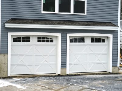 Close up on facade view of garage door